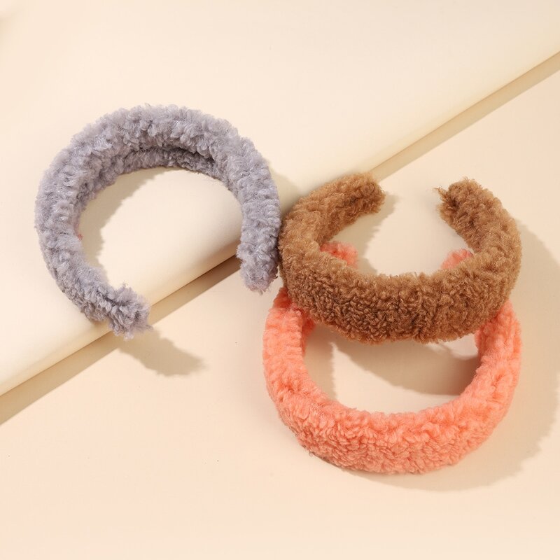

3pcs Solid Teddy Hair Hoop, Multicolor