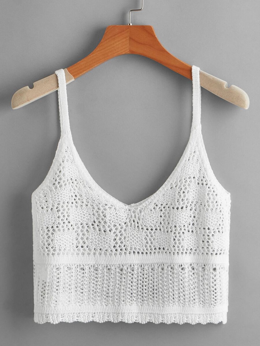 SHEIN Swim Summer Beach Solid Crop Cover Up - White - View 1