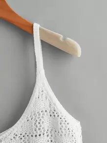 SHEIN Swim Summer Beach Solid Crop Cover Up - White - View 3