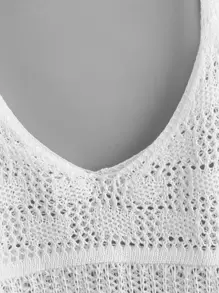 SHEIN Swim Summer Beach Solid Crop Cover Up - White - View 4