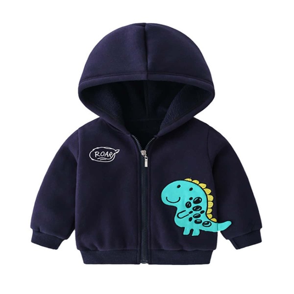 

Toddler Boys Letter & Dinosaur Print Thermal Jacket, Navy blue