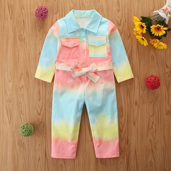 

Toddler Girls Ombre Ticket Pocket Shirt Jumpsuit, Multicolor