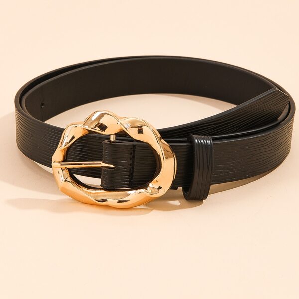 

Spiral Metal Buckle Belt, Black