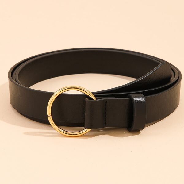 

Round Metal Buckle Belt, Black