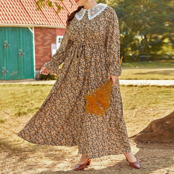 

Plus Ditsy Floral Button Front Flounce Sleeve Belted Dress, Multicolor