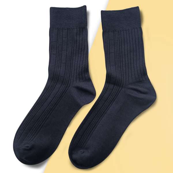 

Men Solid Ribbed Socks, Navy blue