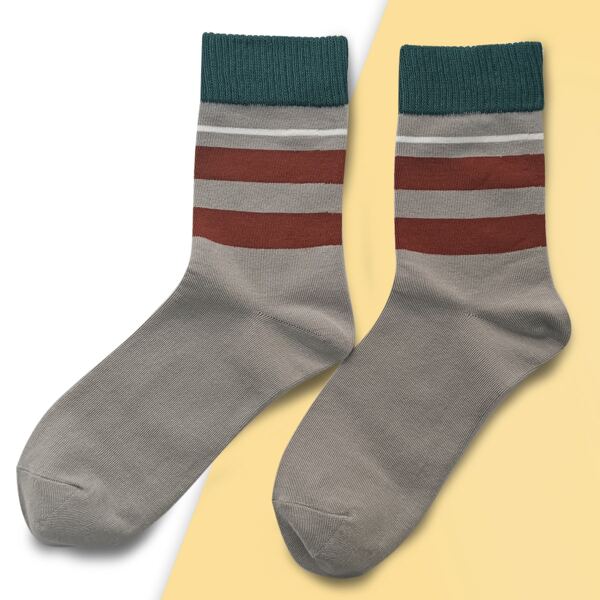 

Men Striped Pattern Socks, Light grey