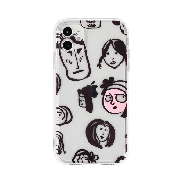 

Doodle Girl Clear iPhone Case, Multicolor