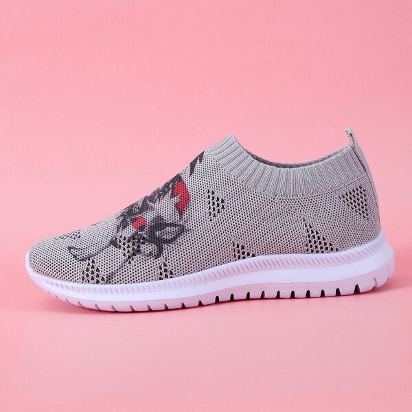 

Wolf Print Slip On Sneakers, Grey