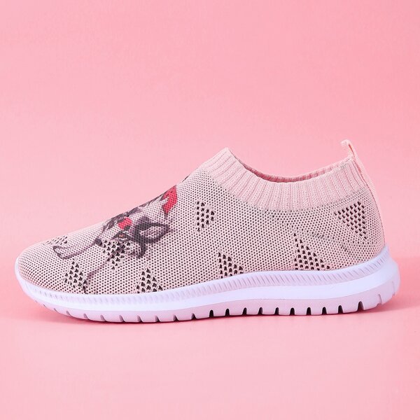 

Wolf Print Slip On Sneakers, Pink