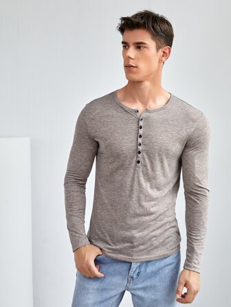 GENTILAND 男士紐扣半開襟T恤