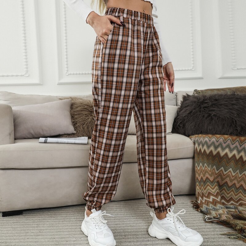 

Elastic Waist Tartan Carrot Pants, Multicolor