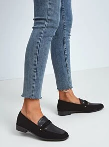 Studded Decor PU Panel Loafers