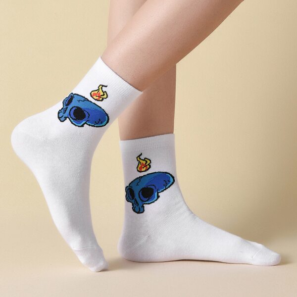 

Skull Pattern Socks, White