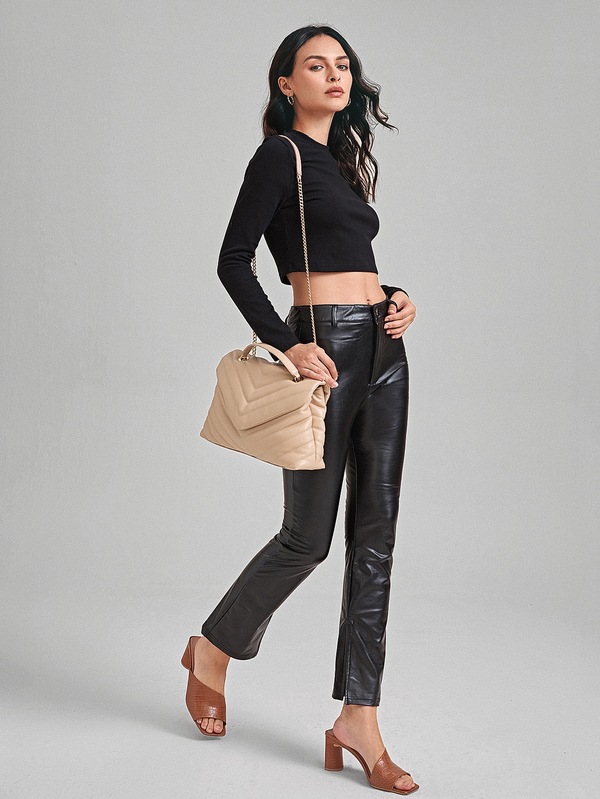 SHEIN Chevron Flap Shoulder Bag SHEIN USA