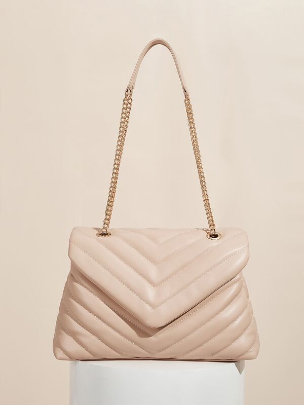 SHEIN Chevron Flap Shoulder Bag SHEIN USA