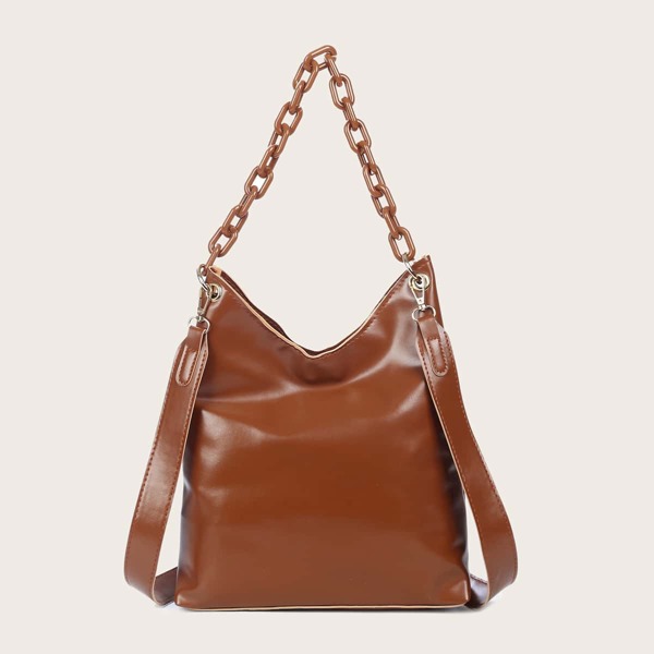 

Minimalist Chain Shoulder Bag, Brown