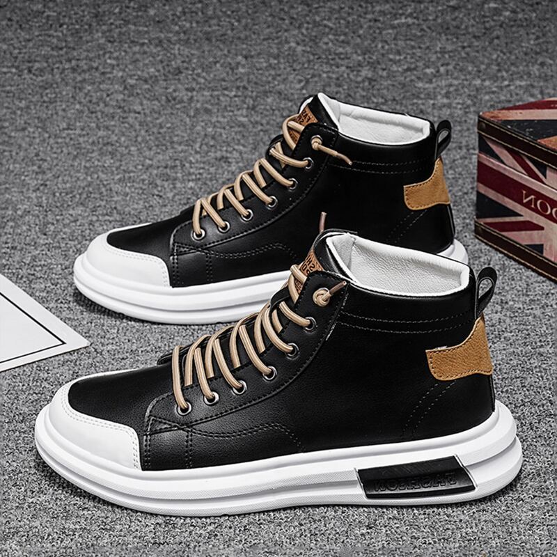 Guys Lace-up Front High Top Sneakers, Black