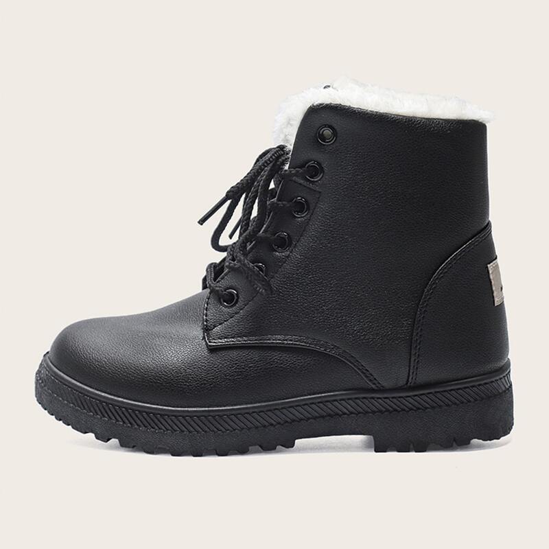 

Lace Up Front Warm Combat Boots, Black