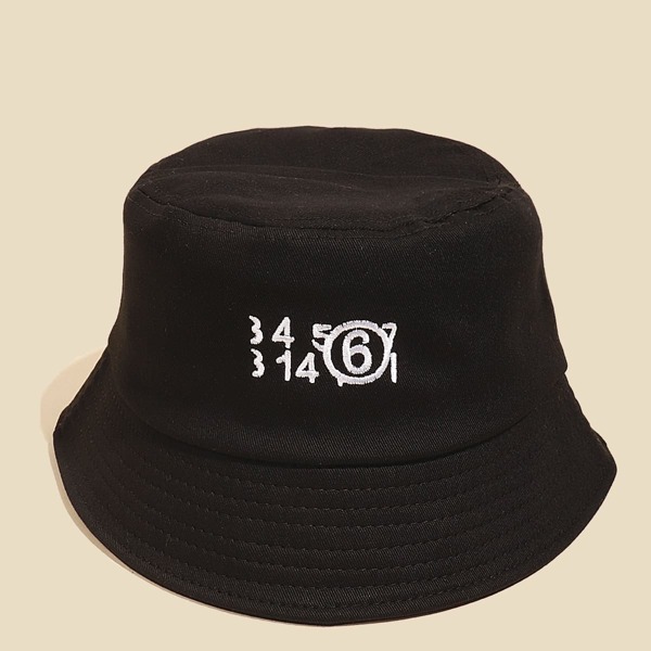 

Number Embroidery Bucket Hat, Black