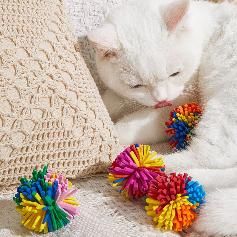 

2pcs Random Color Cat Toy Ball, Multicolor