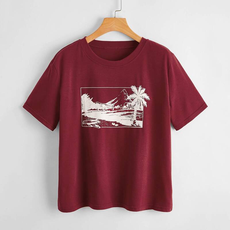 

Tropical Graphic Tee, Burgundy