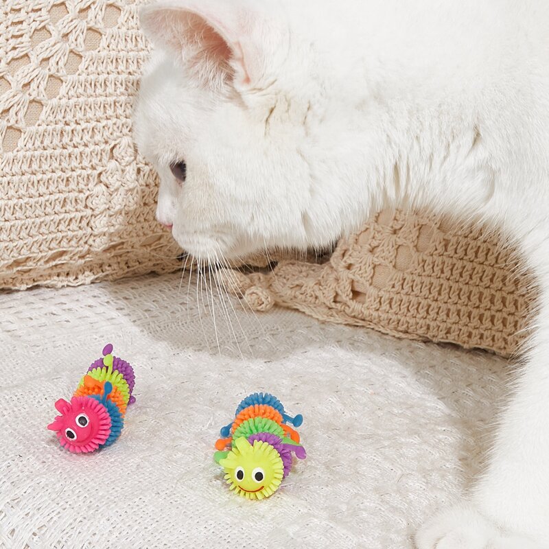 

2pcs Caterpillar Shaped Random Color Cat Toy, Multicolor