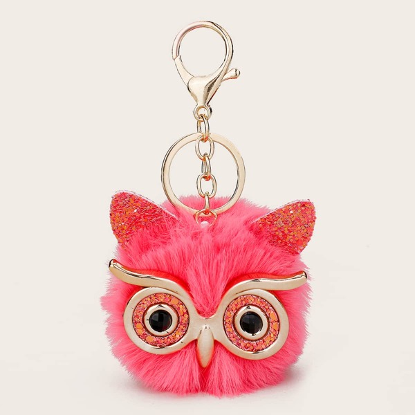 

Fluffy Owl Design Bag Charm, Watermelon pink
