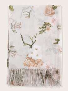 印花流蘇圍巾 - 彩色 - 查看 3