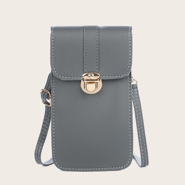 

Push Lock Flap Crossbody Bag, Grey