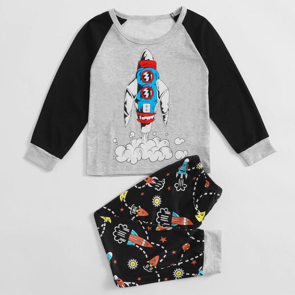 

Toddler Boys Rocket Print Raglan Sleeve PJ Set, Multicolor