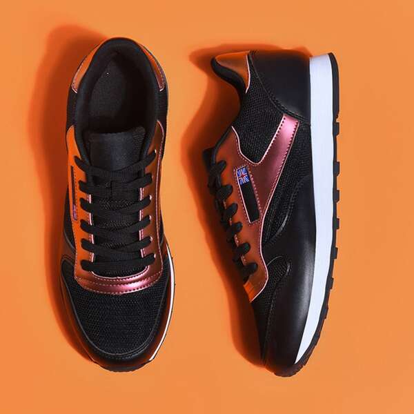 

Men Color Block Lace-up Front Sneakers, Brown