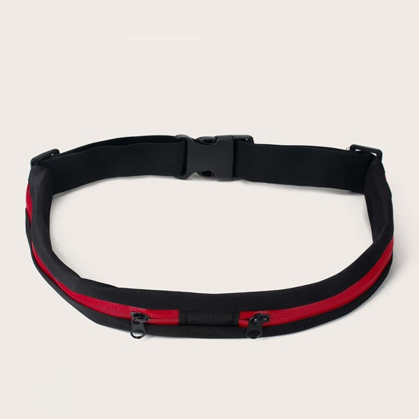 

Double Zip Front Belt Bag, Red