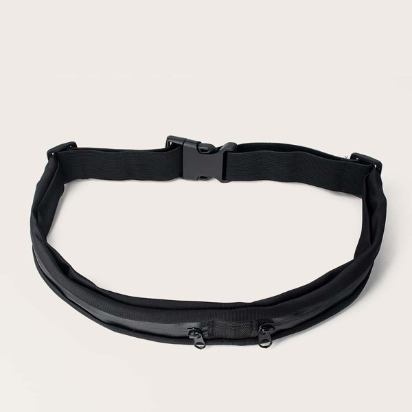 

Double Zip Front Belt Bag, Black
