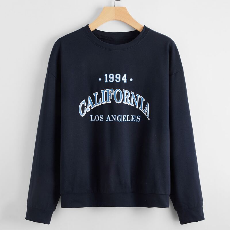

Letter Drop Shoulder Sweatshirt, Navy blue