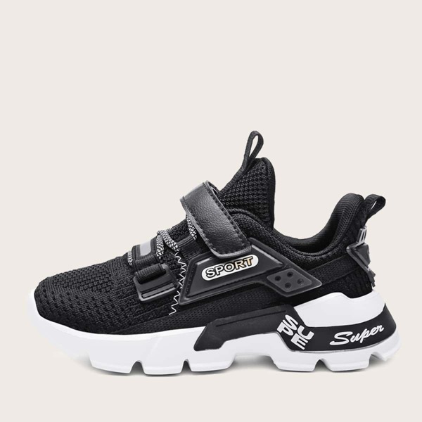 

Boys Letter Graphic Velcro Strap Chunky Sneakers, Black