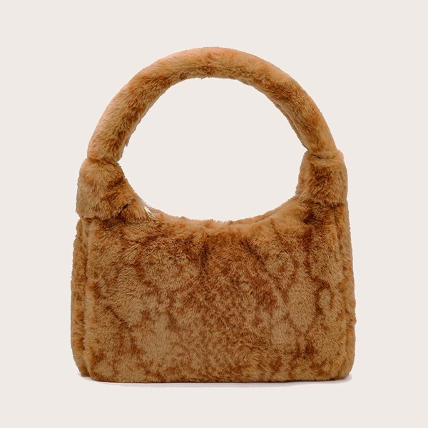 

Minimalist Fluffy Baguette Bag, Brown
