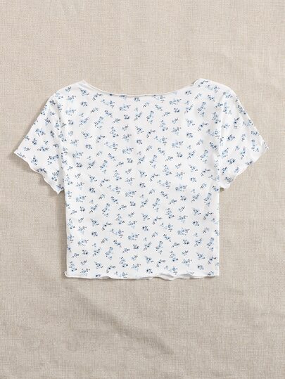 V-neck Lettuce Trim Tee