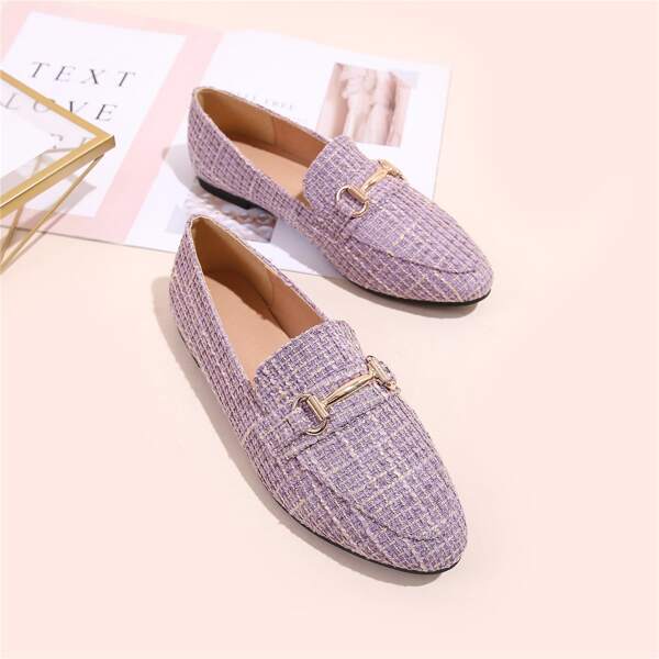 

Horsebit Decor Wide Fit Loafers, Purple