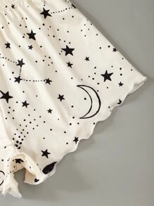 Plus Galaxy And Letter Graphic Cami Pyjama Set - Black and White - View 5