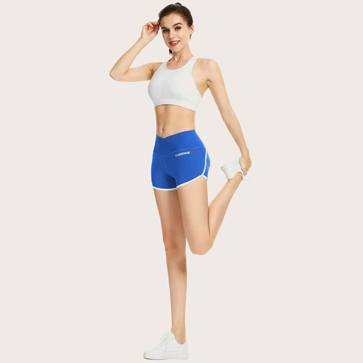 

Contrast Binding Dolphin Sports Shorts, Blue