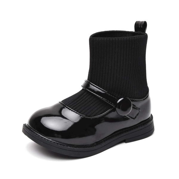 

Toddler Girls Patent Leather Ankle Boots, Black