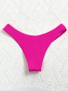 Smocked High Cut Bikini Panty, For Summer Beach Vacation - Hot Pink - View 2