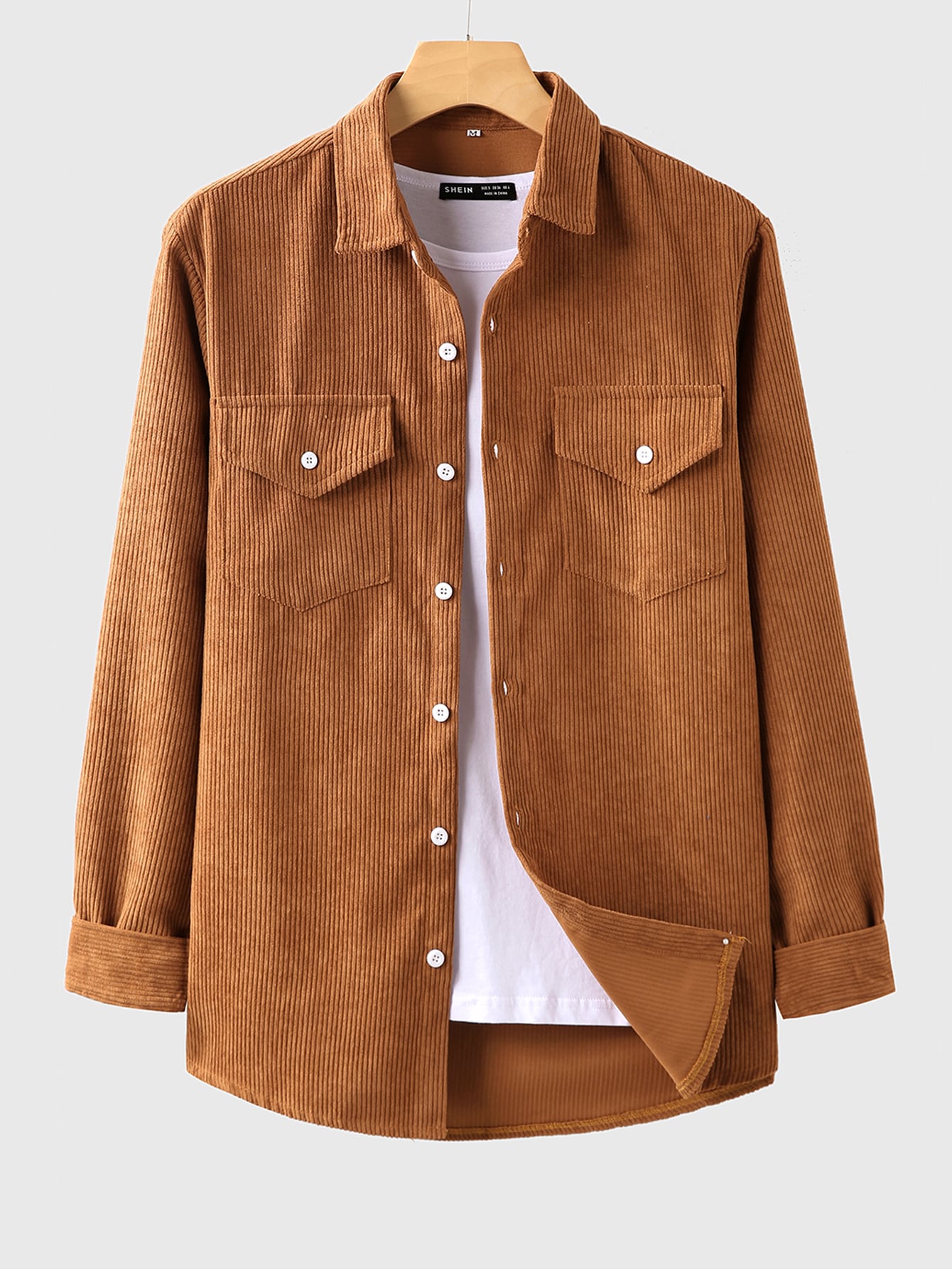 Abetteric Mens Corduroy Slim Casual Button Down Shirt with Pockets Abetteric Mens Corduroy Slim Casual Button Down Shirt with Pockets
