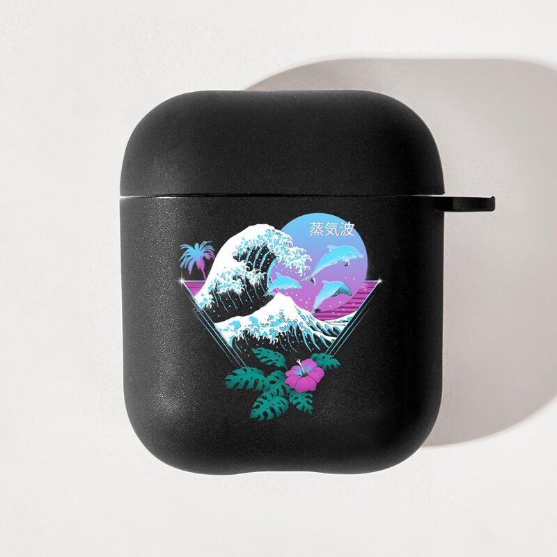 

ROMWE X Vincenttrinidadart Wave Graphic AirPods Case, Black