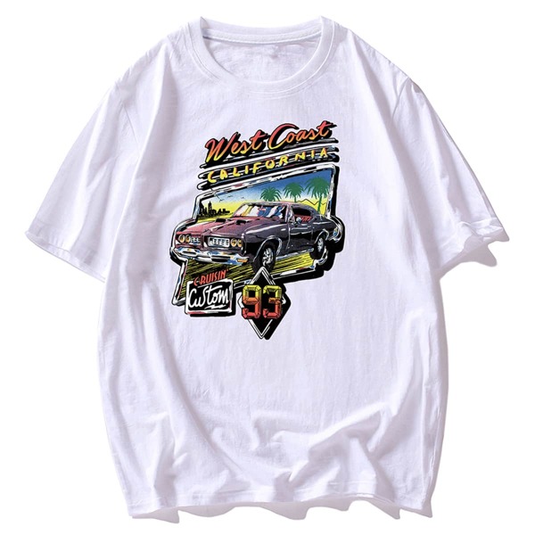 

Men Car And Letter Graphic Tee, White