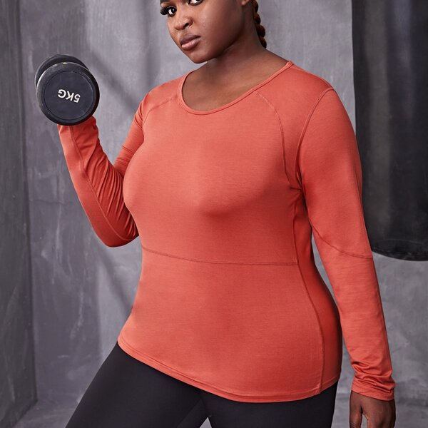 

Plus Topstitching Solid Sports Tee, Orange