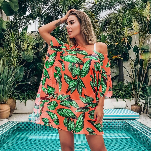 

Tropical Print Cover Up, Multicolor