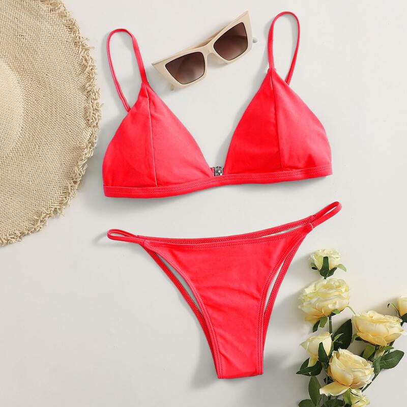 

Triangle Tanga Bikini Swimsuit, Pink