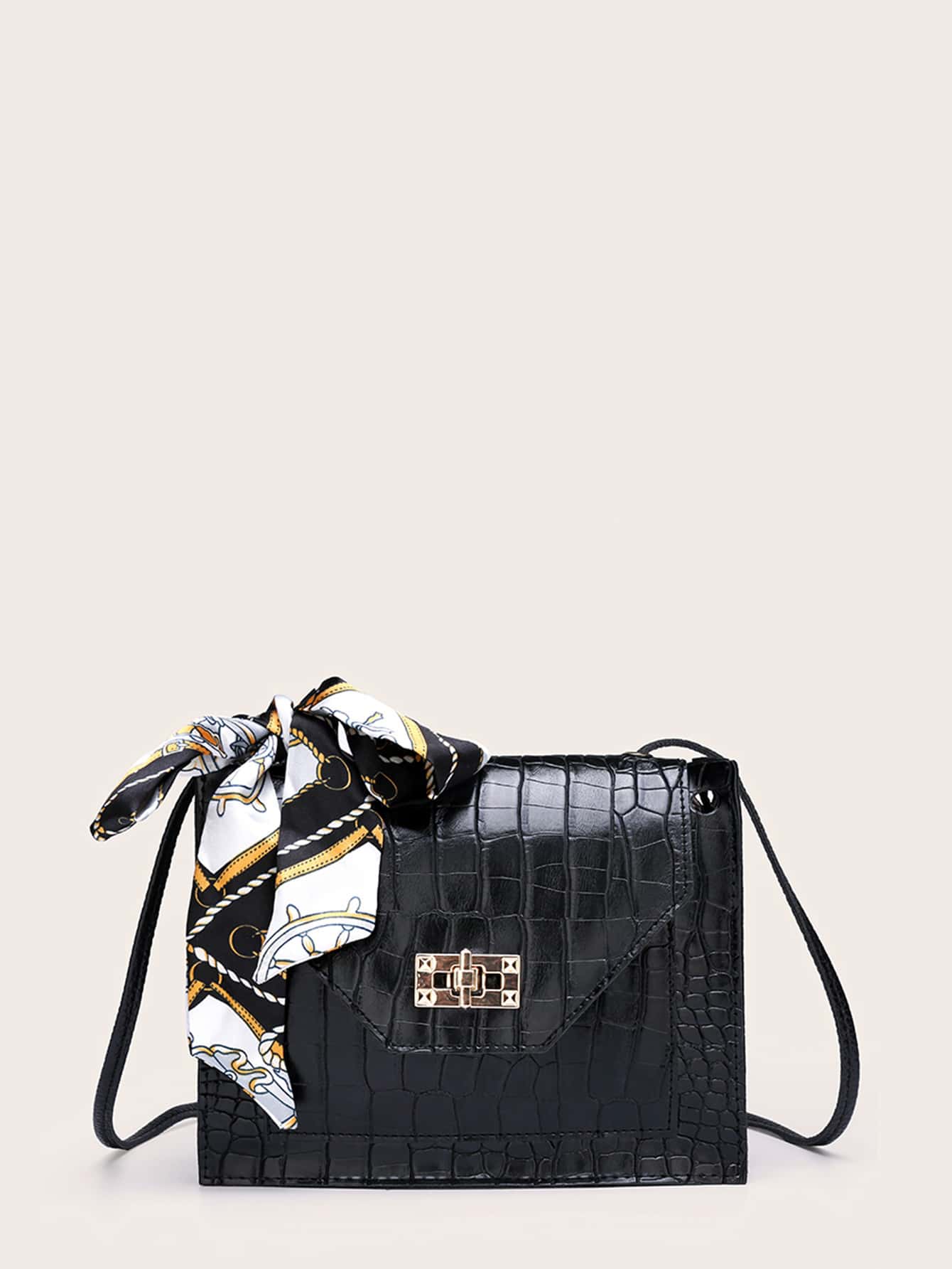 Twilly Scarf Decor Turn-Lock Crossbody Bag thumbnail